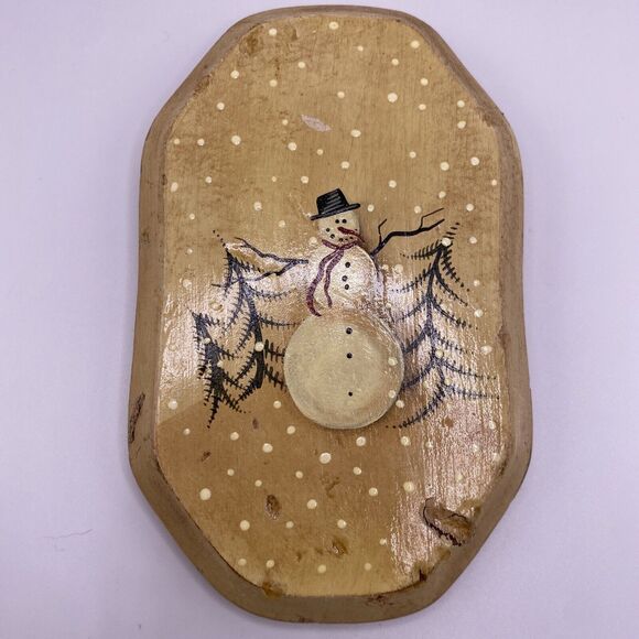 Vintage Wood Painted Holiday Snowman Wall Hanging Plaque Jessica L. Fries 1999 - Picture 1 of 3